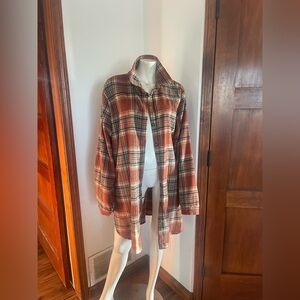 ADORA Brown and Cream Plaid SHACKET with POCKETS!